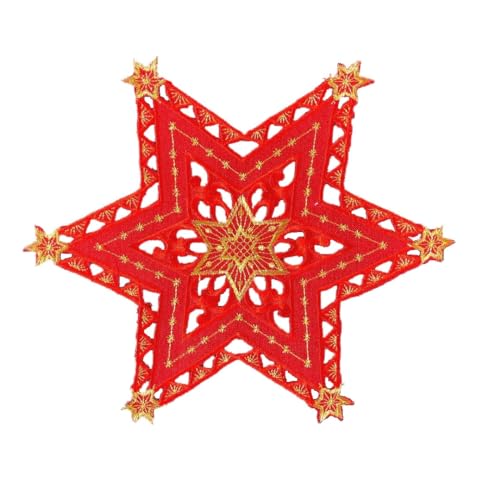 Stern Tischdecke Weihnachten Weihnachtsdecke Bestickt Rot Gold (ca. 30 cm) von Generisch