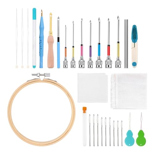 Stick-Nadel-Sets | Handwerkliche Stickwerkzeuge | Ergonomisches Sticknadel Set für Wolle, Teppiche, Kissen, Mützen, Handtücher von Generisch