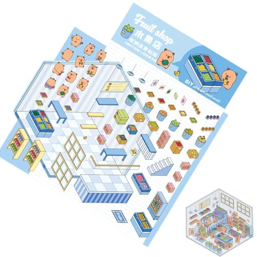 Sticker Scenes - Capybara 3D Miniature Scene Stickers, Sticker Scenes for Kids | Diary Accessories, Books Decoration, Cartoon Funny Decals, Art Craft Supplies for School Study Room Home Sticker Scenes - Capybara 3D Miniature Scene Stickers, Sticker Scenes for Kids | Diary Accessories, Books Decoration, Cartoon Funny Decals, Art Craft Supplies for School Study Room Home von Generisch