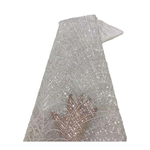 Stickerei, schwerer Bräutigam, Spitzenstoff, afrikanischer Tüll, Pailletten, Spitzenstoff für Hochzeit, Party, langes Kleid von Generisch