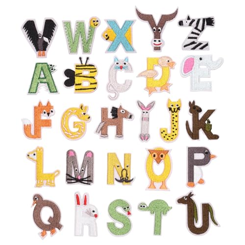 Stickerei-Aufnäher für Kleidung - 26 Stück Dekorative Patches | Tier Alphabet Motiv Deko Transfer Aufkleber Für Rucksack Jacke Hose Teppich Uniform Stickerei-Aufnäher für Kleidung - 26 Stück Dekorative Patches | Tier Alphabet Motiv Deko Transfer Aufkleber Für Rucksack Jacke Hose Teppich Uniform von Generisch