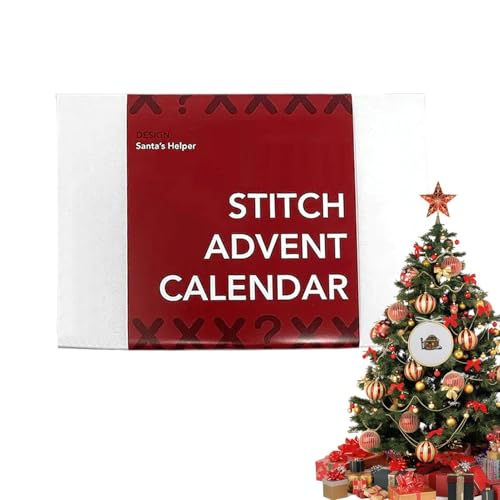 Stickerei-Countdown-Kalender, 24-Tage-Countdown-Kalender – Weihnachts-Stickerei-Starter-Set für Ferienwohnung von Generisch
