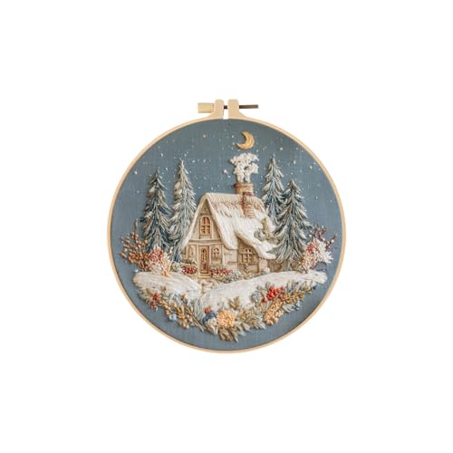 Stickerei Kit - Anfängerfreundlicher Stichstich -Kit, Weihnachtsdekoration Bastelmittel, Leinen Baumwoll -Hoop -Thread | Kreative Handarbeit für Jugendliche Mädchen Frauen, Heimstudio Winterreisen Stickerei Kit - Anfängerfreundlicher Stichstich -Kit, Weihnachtsdekoration Bastelmittel, Leinen Baumwoll -Hoop -Thread | Kreative Handarbeit für Jugendliche Mädchen Frauen, Heimstudio Winterreisen von Generisch