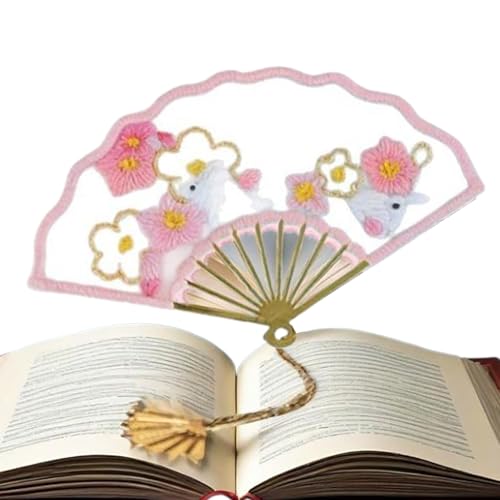 Stickerei Lesezeichen - Retro Elegantes Lesezeichen - Handgefertigtes Fan Buchzeichen Mit Stickerei Set Und Anleitung Für Reiseplaner Studium Uni Anfänger Stickerei Lesezeichen - Retro Elegantes Lesezeichen - Handgefertigtes Fan Buchzeichen Mit Stickerei Set Und Anleitung Für Reiseplaner Studium Uni Anfänger von Generisch