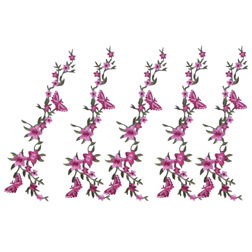 Stickerei Patches - Blumen Schmetterling Stickerei Aufnäher,Fünf Handgefertigte Stoff Accessoires Für Taschen Kleider Jacken Jeans Hemden von Generisch