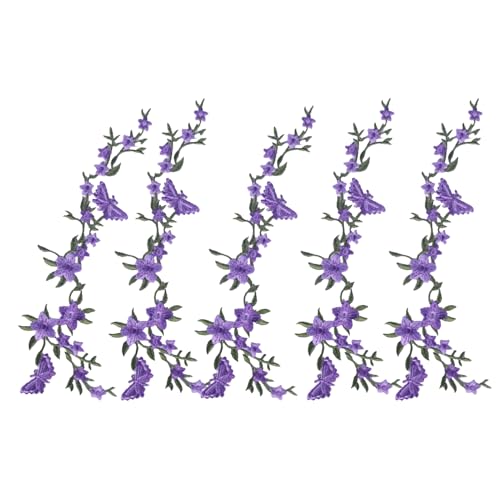 Stickereien Spitzenapplikation - Stickereiblütenflecken | Bügeleisen Auf Blumenreparaturapplikationen, 5 Stücke Blüten Schmetterling Eisen Auf Flecken, Gestickte Pflaumenblütentuch Für Hochzeitskleide Stickereien Spitzenapplikation - Stickereiblütenflecken | Bügeleisen Auf Blumenreparaturapplikationen, 5 Stücke Blüten Schmetterling Eisen Auf Flecken, Gestickte Pflaumenblütentuch Für Hochzeitskleide von Generisch