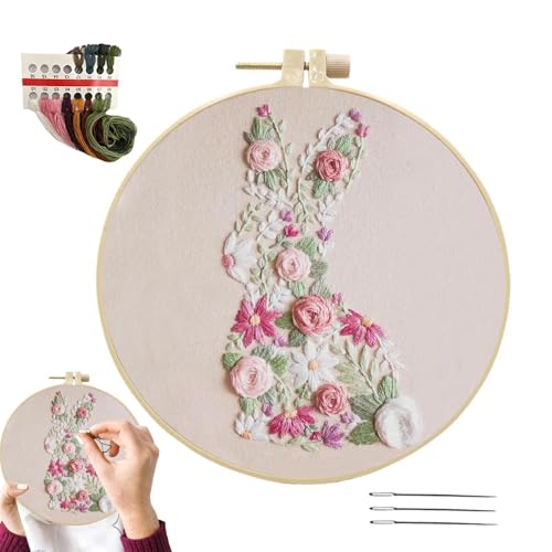 Stickpackungen Für Anfänger,Stickpackung Ostern,Osterhasen-Stickset Für Anfänger Für Erwachsene,Festliche Dekoration, Hübsche -Nähsets Mit Faden Und Reifen, Klassisches- Stickstich-Set Stickpackungen Für Anfänger,Stickpackung Ostern,Osterhasen-Stickset Für Anfänger Für Erwachsene,Festliche Dekoration, Hübsche -Nähsets Mit Faden Und Reifen, Klassisches- Stickstich-Set von Generisch