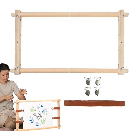 Stickrahmen Aus - Multifunktionaler Gobelinrahmen Zum Sticken - Stickrahmen-Set - Abnehmbarer Holzrahmen mit klaren Anweisungen zum Nadelspitzen, Nähen und Batikmalen von Generisch