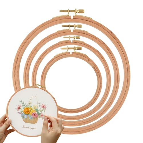 Stickring, Stickkreise | 4-teiliges Stickrahmen-Set - Verstellbarer hölzerner Nähkreis für Ornamente für Heimwanddekorationen Stickring, Stickkreise | 4-teiliges Stickrahmen-Set - Verstellbarer hölzerner Nähkreis für Ornamente für Heimwanddekorationen von Generisch