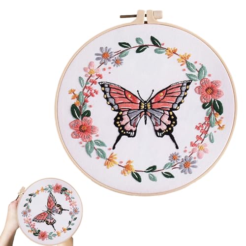 Stickset, Kreuzstich-Set, Stickerei-Kreuzstich-Übungsset, Schmetterlingsmuster, Kreuzstich-Set, inklusive bedrucktem Tuch, Baumwollgarn, Stanznadel, Rahmen für Anfänger Stickset, Kreuzstich-Set, Stickerei-Kreuzstich-Übungsset, Schmetterlingsmuster, Kreuzstich-Set, inklusive bedrucktem Tuch, Baumwollgarn, Stanznadel, Rahmen für Anfänger von Generisch