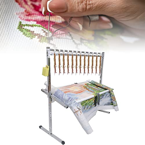 Stickständer, verstellbarer Kreuzstich-Halter, Edelstahl, für Handarbeiten, Bodenrahmen für Kunst- und Nähprojekte von Generisch