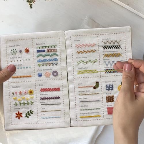 Stickstich-Buch, Stickbücher für Anfänger, dekorative Anfänger, Nähfertigkeitsanleitung, Nähmusterbuch, tragbare Dekoration Nähbücher für Projekte von Generisch