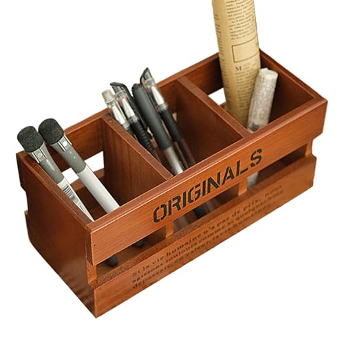 Stiftehalter aus Holz | 3 Fächer, Pinselhalter, Schreibtisch-Bleistiftbecher, Make-up-Organizer – Stiftbehälter, Schreibtisch-Organizer, Stifthalter, Organizer für Schreibtisch, Kommoden Stiftehalter aus Holz | 3 Fächer, Pinselhalter, Schreibtisch-Bleistiftbecher, Make-up-Organizer – Stiftbehälter, Schreibtisch-Organizer, Stifthalter, Organizer für Schreibtisch, Kommoden von Generisch