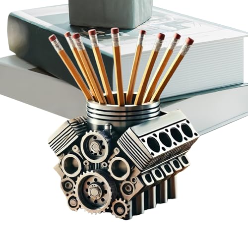 Stifthalter, cooler Stiftständer für den Schreibtisch, V8-Motor-Stifthalter, Make-up-Pinselhalter mit 5 Fächern, Stiftehalter, Schreibtisch-Aufbewahrung, Schreibwaren-Organizer, für Ordnung auf dem von Generisch