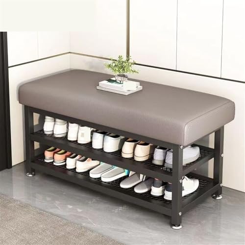 Stilvolle moderne Schuhbank für den Eingangsbereich, mit Kissen, weißer Aufbewahrungsschrank und Metallrahmen, Schuhregal für Flur, Schlamm oder Heimdekoration Stilvolle moderne Schuhbank für den Eingangsbereich, mit Kissen, weißer Aufbewahrungsschrank und Metallrahmen, Schuhregal für Flur, Schlamm oder Heimdekoration von Generisch