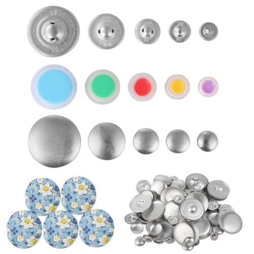 Stoffknopf-Set mit 5 Größen und Werkzeugen für DIY Button Basteln und Reparaturen von Generisch