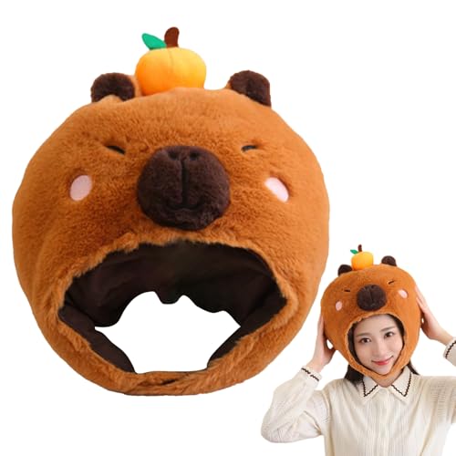 Stofftier-Partyhüte, modische orangefarbene Capybara-Kopfbedeckung – niedliches Cosplay-Kostüm für Damen, Herren, Teenager, Kinder, , Mädchen Stofftier-Partyhüte, modische orangefarbene Capybara-Kopfbedeckung – niedliches Cosplay-Kostüm für Damen, Herren, Teenager, Kinder, , Mädchen von Generisch