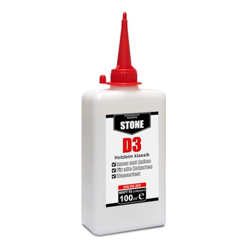 STONE D3 Holzleim Klassik, 100 ml, Wasserfest, DIN EN 204, Für alle Holzarten von Generisch