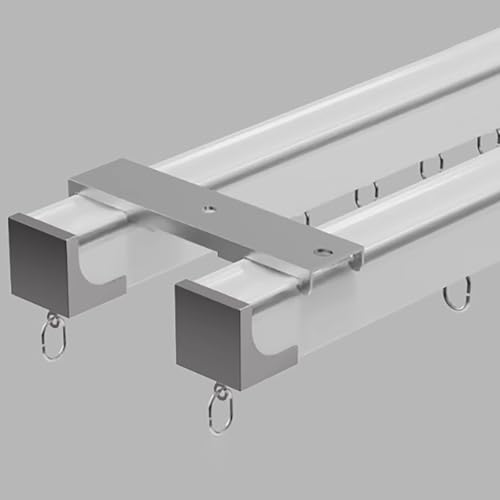 Strapazierfähige Doppel-Vorhangschiene, 3,50 m, zur Decken- oder Wandmontage, verstellbare Raumteilerschiene für Vorhänge, erhältlich in 100 cm bis 400 cm, Weiß, ideal für Wohnzimmer Strapazierfähige Doppel-Vorhangschiene, 3,50 m, zur Decken- oder Wandmontage, verstellbare Raumteilerschiene für Vorhänge, erhältlich in 100 cm bis 400 cm, Weiß, ideal für Wohnzimmer von Generisch