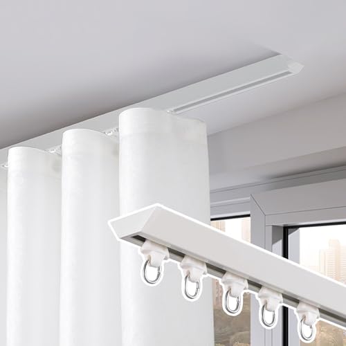 Strapazierfähige Vorhangschienen für Deckenstütze stilvolle Fenster/D-Duschvorhangstangen, elegantes Raumteiler-Schienensystem, Gardinenstange für Heimdekoration Strapazierfähige Vorhangschienen für Deckenstütze stilvolle Fenster/D-Duschvorhangstangen, elegantes Raumteiler-Schienensystem, Gardinenstange für Heimdekoration von Generisch