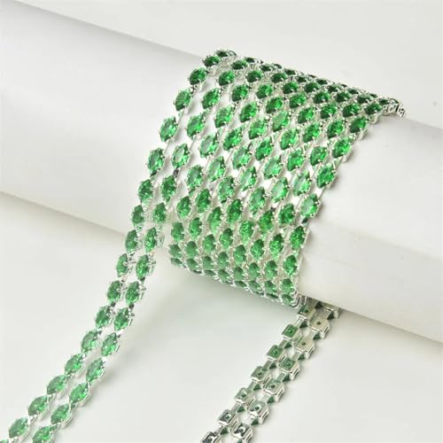 Strass-Kette mit Zirkonia-Kristallbesatz, DIY, Hochzeitskleid, Schuhe, Bekleidungszubehör, 3 x 6 mm, Royal En8, 3 x 6 mm, # 1 Meter von Generisch