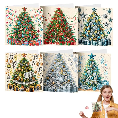 Strass-Malkarten, Strass-Kunst-Weihnachtskarten | Handgemachte Weihnachtsgrußkarten Weihnachtsbaumkarte - Weihnachtskarten Mit Umschlägen. Einzigartige Frohe Feiertagskarten Für Die Schule Zu Hause Strass-Malkarten, Strass-Kunst-Weihnachtskarten | Handgemachte Weihnachtsgrußkarten Weihnachtsbaumkarte - Weihnachtskarten Mit Umschlägen. Einzigartige Frohe Feiertagskarten Für Die Schule Zu Hause von Generisch