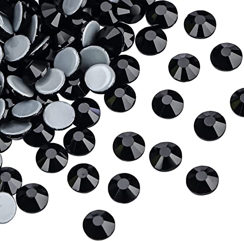 Strasssteine Hot Fix Glas Flatback Strass Steine Hotfix Runde Kristalle Kristallsteine Black schwarz dunkel vulkan 1,6-6,5 mm (SS5-SS30) 288-1440Stück (SS05 1440 Stück Set) von Generisch