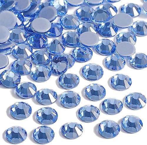Strasssteine Hot Fix Glas Flatback Strass Steine Hotfix Runde Kristalle Kristallsteine Saphire Blau Hellblau Aqua Blue Light blue 1,6-6,5 mm (SS5-SS30) 288-1440Stück (SS16 1440 Stück Set) von Generisch