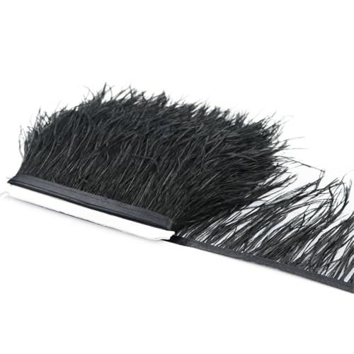Straußenfeder-Band, 8–10 cm, Dekoration für Hochzeit, Party, Kleid, Nähen, Basteln, Feder, 2 m, Schwarz von Generisch