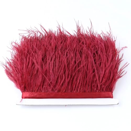 Straußenfeder-Band, 8 - 10 cm, Straußenfeder-Band, für Heimwerker, Hochzeit, Party, Kleidung, Nähen, Dekoration, Rotwein, 4,5 m Straußenfeder-Band, 8 - 10 cm, Straußenfeder-Band, für Heimwerker, Hochzeit, Party, Kleidung, Nähen, Dekoration, Rotwein, 4,5 m von Generisch