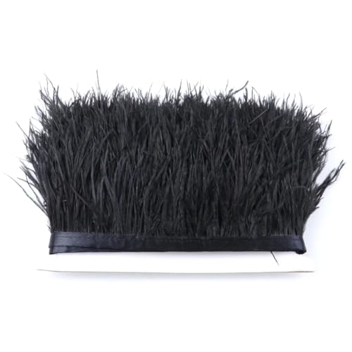 Straußenfeder-Band, 8 - 10 cm, Straußenfeder-Band, für Heimwerker, Hochzeit, Party, Kleidung, Nähen, Dekoration, schwarz, 9,1 m von Generisch