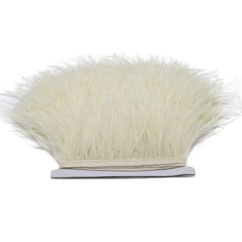 Straußenfeder-Besatz für Handarbeiten, Zubehör, Pflaumen, Fransenband, Kleid, Dekoration, Federn zum Basteln, Beige, 5 m, 8–11 cm Straußenfeder-Besatz für Handarbeiten, Zubehör, Pflaumen, Fransenband, Kleid, Dekoration, Federn zum Basteln, Beige, 5 m, 8–11 cm von Generisch