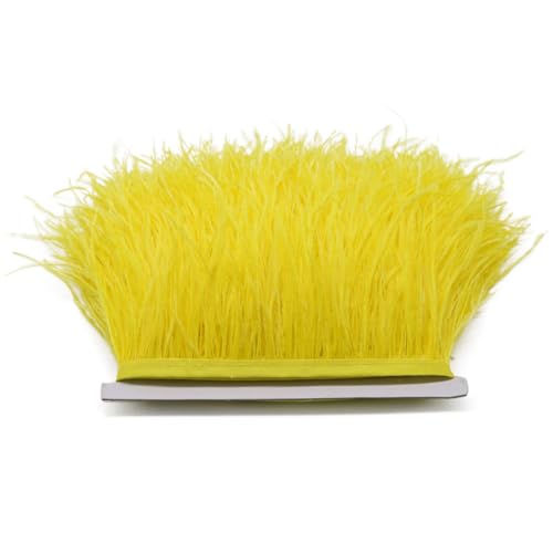 Straußenfeder-Besatz für Handarbeiten, Zubehör, Pflaumen, Fransenband, Kleid, Dekoration, Federn zum Basteln, Gelb, 8–11 cm, 100 m von Generisch