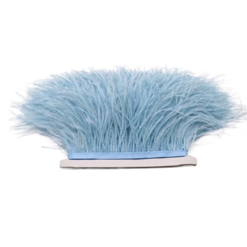 Straußenfeder-Besatz für Handarbeiten, Zubehör, Pflaumen, Fransenband, Kleid, Dekoration, Federn zum Basteln, Hellblau, 8–11 cm von Generisch