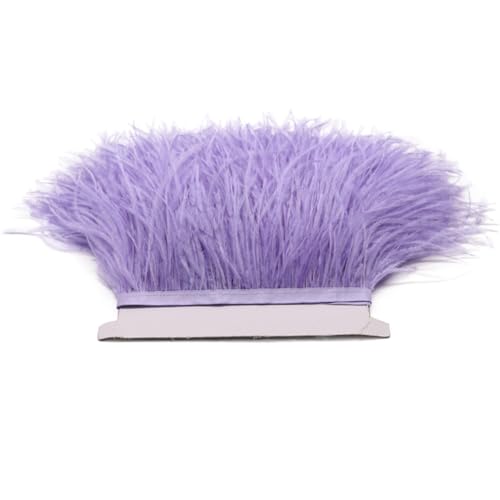 Straußenfeder-Besatz für Handarbeiten, Zubehör, Pflaumen, Fransenband, Kleid, Dekoration, Federn zum Basteln, Hellviolett, 8–11 cm, 100 m von Generisch