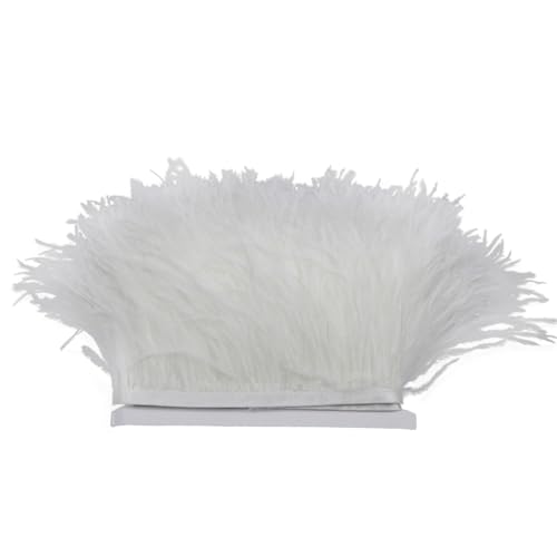 Straußenfeder-Besatz für Handarbeiten, Zubehör, Pflaumen, Fransenband, Kleid, Dekoration, Federn zum Basteln, Weiß, 8–11 cm, 100 m von Generisch