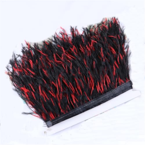 Straußenfeder-Bordüre, 1 Meter, 10–15 cm, gefärbtes Band für Hochzeitsdekoration, Nähen, Bastelzubehör, Schwarz/Rot Straußenfeder-Bordüre, 1 Meter, 10–15 cm, gefärbtes Band für Hochzeitsdekoration, Nähen, Bastelzubehör, Schwarz/Rot von Generisch