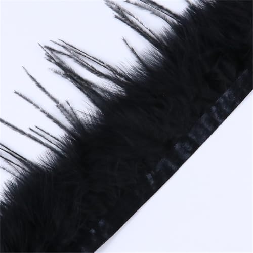 Straußenfeder-Bordüre, 10–13 cm, Federband für Hochzeitsdekoration, Nähen, Basteln, Zubehör, Schwarz, 10 Meter von Generisch