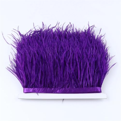 Straußenfeder-Bordüre, 6–15 cm, für Bastelarbeiten, Party, dekoratives Zubehör, Straußenfeder-Fransenborte mit Band, Dunkelviolett, 10–15 cm, 9,1 m Straußenfeder-Bordüre, 6–15 cm, für Bastelarbeiten, Party, dekoratives Zubehör, Straußenfeder-Fransenborte mit Band, Dunkelviolett, 10–15 cm, 9,1 m von Generisch