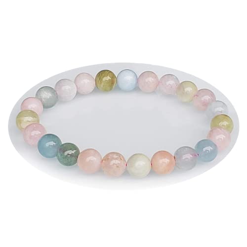 Stretch-Armband aus Morganit, runde Steinperlen, Halbedelstein für elastisches Armband mit Kristallperlen, 6 mm, 19,1 cm von Generisch
