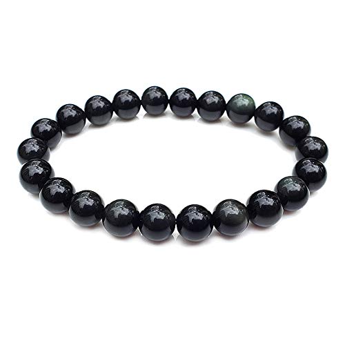 Stretch-Armband aus Obsidian, runde Steinperlen, Halbedelstein für Kristallperlen, elastisches Armband, 19,1 cm (ab Bild 2 ist richtig) von Generisch