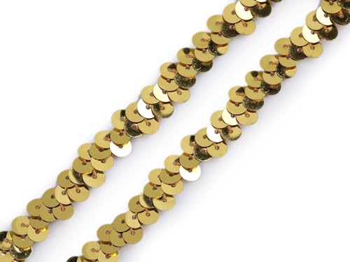 Stretch-Pailletten, Paillettenband, Paillettenborte elastisch in den Farben gold, rot, schwarz, silber, 10mm, VE: 1,5m (gold) von Generisch