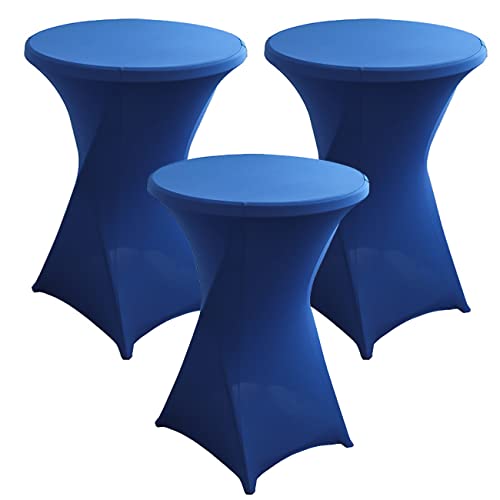 Stretch-Tischdecken, Elastan, rund, für Cocktail-Tische Ø 60/80 cm, perfekt für Hochzeiten, Partys, Veranstaltungen, Bankette und Verkaufsstände, 80 cm, Königsblau, 3 Stück von Generisch