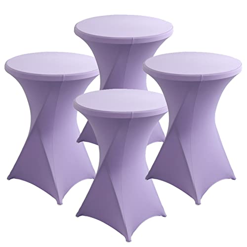 Stretch-Tischdecken für Cocktailtische, rund, hohe Tischröcke für Partys, Hochzeiten, Bars, Veranstaltungen, Lila, 80 x 110 cm, 4 Stück von Generisch