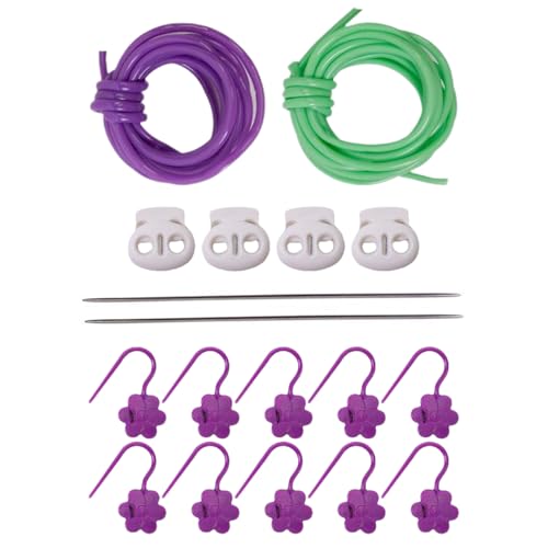 Stricknadelstopper-Set, 4 x Nadelschutz, 10 Marker, 2 Kordeln, 2 Metallstifte zum Häkeln, Garnbasteln und Nähzubehör für Häkelprojekte, 1 Set von Generisch