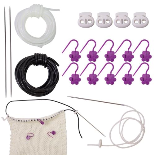 Stricknadelstopper-Set, 4 x Nadelschutz, 10 Marker, 2 Kordeln, 2 Metallstifte zum Häkeln, Garnbasteln und Nähzubehör für Häkelprojekte, 1 Set von Generisch