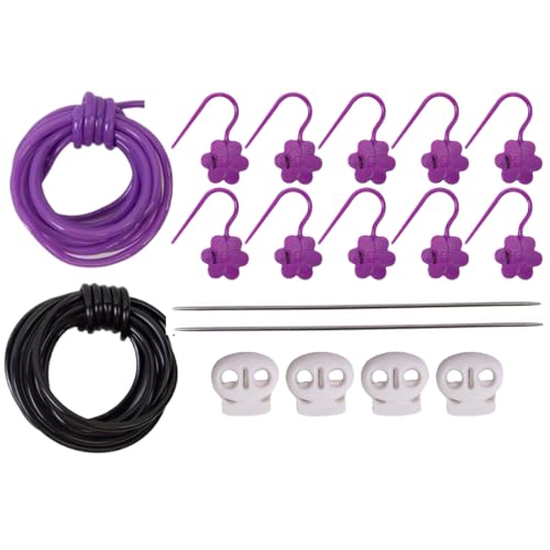 Stricknadelstopper-Set, 4 x Nadelschutz, 10 Marker, 2 Kordeln, 2 Metallstifte zum Häkeln, Garnbasteln und Nähzubehör für Häkelprojekte, 1 Set von Generisch