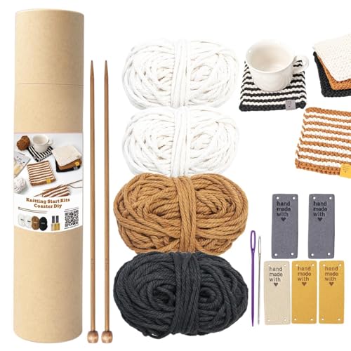 Strickset Für Anfänger Erwachsene Komplett, Stricken Für Anfänger Set, Mit Stricknadeln, Zubehör Für Glasuntersetzer Schal Aus Wolle Zum Stricken, Geschenkidee Bastelbedarf Und Kits Strickset Für Anfänger Erwachsene Komplett, Stricken Für Anfänger Set, Mit Stricknadeln, Zubehör Für Glasuntersetzer Schal Aus Wolle Zum Stricken, Geschenkidee Bastelbedarf Und Kits von Generisch