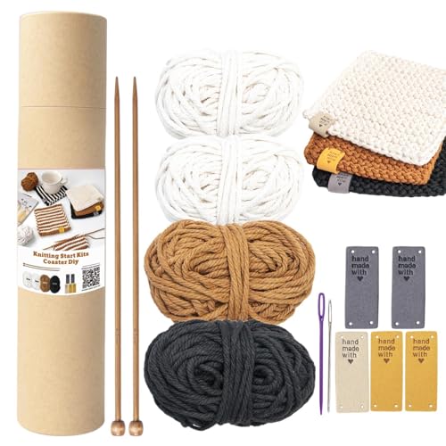 Strickset für Anfänger – Mintegne Häkelzubehör – DIY – mit dem Holz-Strick-Set aus Baumwolle | Komplette Haushalts-Strickprodukte mit Garn, Stricknadeln Strickset für Anfänger – Mintegne Häkelzubehör – DIY – mit dem Holz-Strick-Set aus Baumwolle | Komplette Haushalts-Strickprodukte mit Garn, Stricknadeln von Generisch