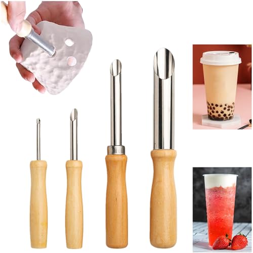 Strohhalm-Lochstanzer Set für Deckel – 4 Größen – Edelstahl mit Holzgriff – Ideal für Limonadenstände, Cafés & Haushalt – Perfekte Löcher für Getränkedeckel Strohhalm-Lochstanzer Set für Deckel – 4 Größen – Edelstahl mit Holzgriff – Ideal für Limonadenstände, Cafés & Haushalt – Perfekte Löcher für Getränkedeckel von Generisch